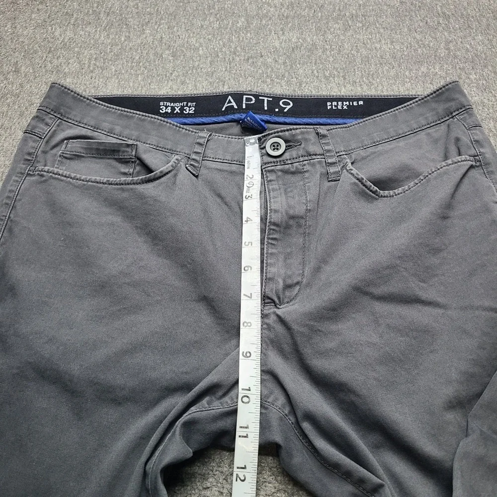 Apt.‎ 9 Straight Fit Pants Mens 34x32 Gray Excellent Premier Flex Cotton Blend